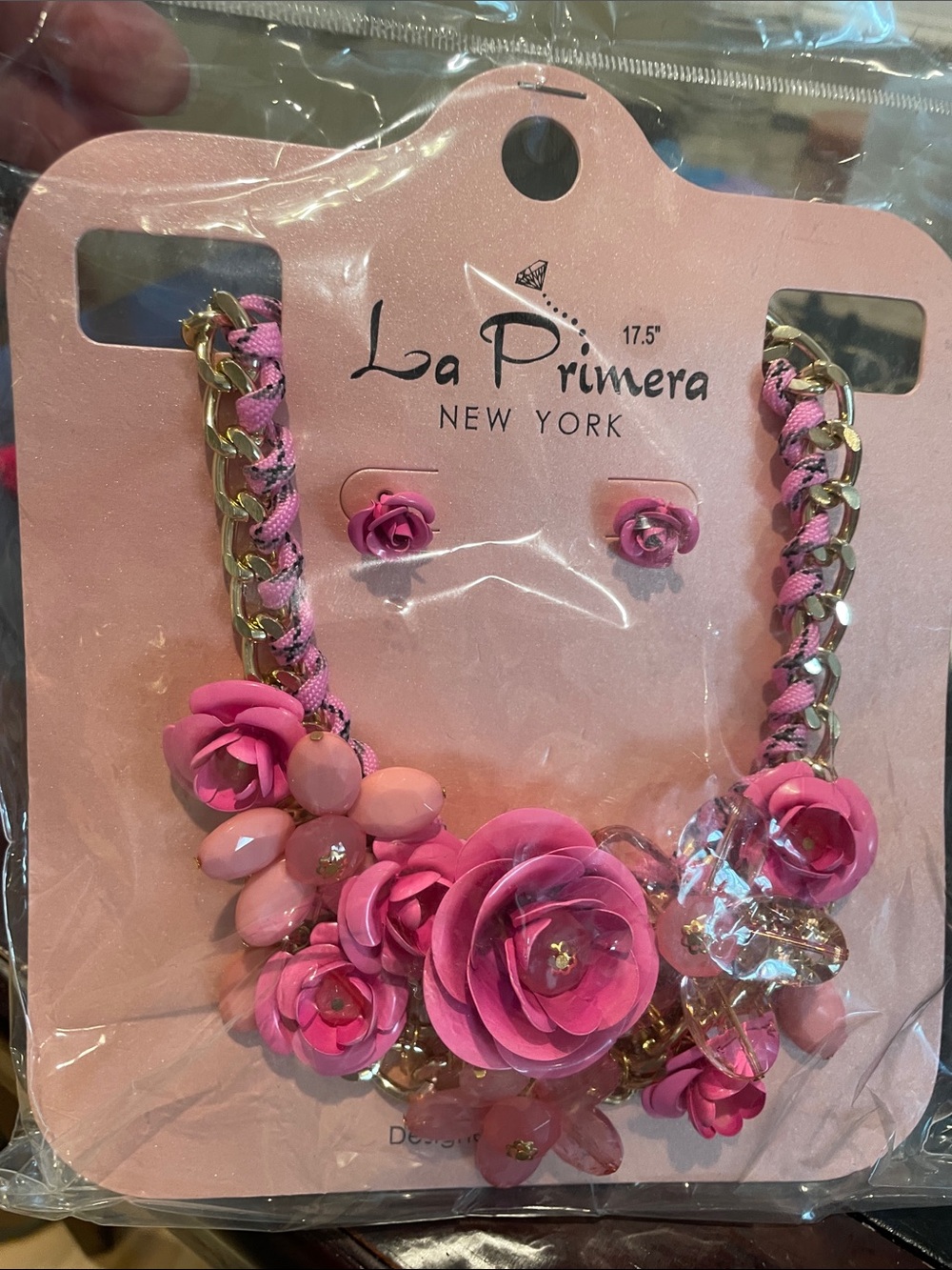 🎉🎉 5/$15 STUNNING Pink Floral Statement Necklace & Earrings